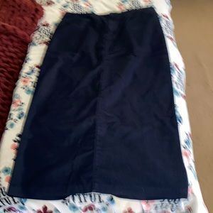 Long navy skirt with zipper up the back